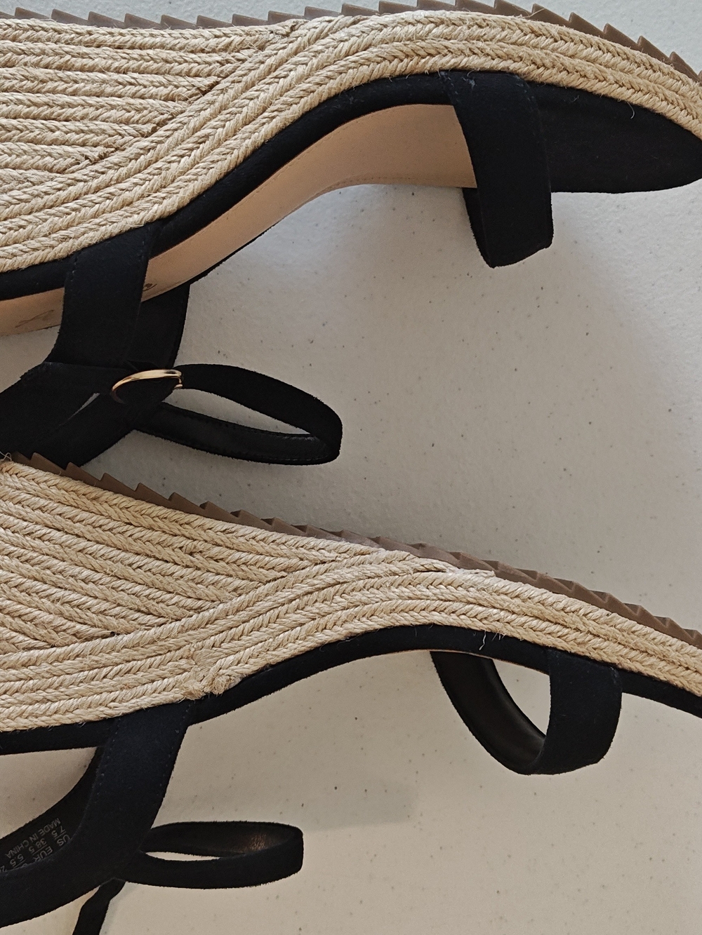 Ankleis Black Espadrille Wedge Sandals 7.5 Black Used‎ Summer Boho Chic - Picture 5 of 9
